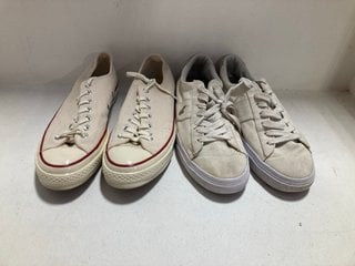 CONVERSE ALL STAR TRAINERS IN OFF WHITE/CREAM - SIZE UK 9 TO INCLUDE RALPH LAUREN POLO SAYER CANVAS TRAINERS IN CREAM/WHITE - SIZE UK 9: LOCATION - CR4