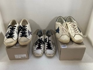 2 X GOLDEN GOOSE TRAINERS TO INCLUDE GOLDEN GOOSE SUPERSTAR WOMEN'S CLASSIC TRAINERS IN WHITE/SEEDPEER - SIZE UK 6: LOCATION - CR5