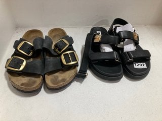 STEVE MADDEN MONA SANDALS IN BLACK - SIZE UK 4 TO INCLUDE BIRKENSTOCK ARIZONA SANDALS IN BLACK - SIZE UK 5: LOCATION - CR6