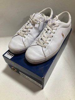 RALPH LAUREN POLO LONGWOOD TRAINERS IN WHITE - SIZE UK 9: LOCATION - CR6