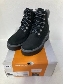 TIMBERLAND HERITAGE PLATFORM ANKLE BOOTS IN BLACK - SIZE UK 4: LOCATION - CR8