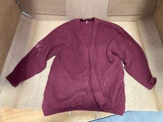 FREE PEOPLE NIGHTINGALE CARDIGAN IN CABERNET - SIZE L: LOCATION - C4T