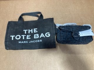 MARC JACOBS THE MEDIUM TOTE BAG IN BLACK TO INCLUDE COACH QUILTED DENIM TABBY SHOULDER BAG IN BLACK: LOCATION - C4T