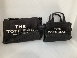 2 X MARC JACOBS COLOUR TOTE BAGS IN BLACK - SIZES S AND M: LOCATION - C4T