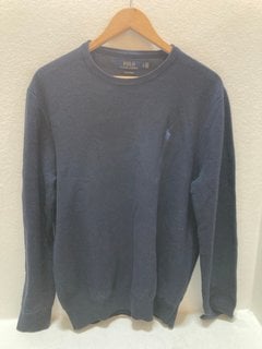 RALPH LAUREN POLO CREW NECK KNITTED JUMPER IN NAVY - UK XL: LOCATION - DR8