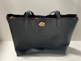 COACH LEATHER TOTE BAG IN BLACK: LOCATION - DR7