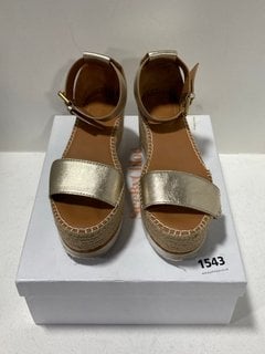 SEE BY CHLOE LAMB GLYN ESPADRILLE WEDGED HEELS IN GOLD - UK 5: LOCATION - DR7