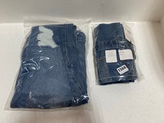 GOOD AMERICA WOMENS GOOD LEGS WITH SPLIT BACK POCKET JEANS IN INDIGO - UK W31/L29 TO ALSO INCLUDE SEVENTY MOCHI PABLO WAISTCOAT IN DENIM - UK 10: LOCATION - DR6