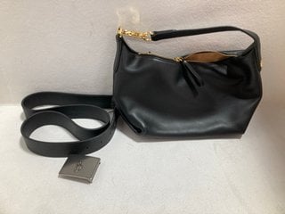 RALPH LAUREN WOMENS KASSIE SMALL SHOULDER BAG IN BLACK TO ALSO INCLUDE RALPH LAUREN BUCKLE BELT IN BLACK: LOCATION - DR5