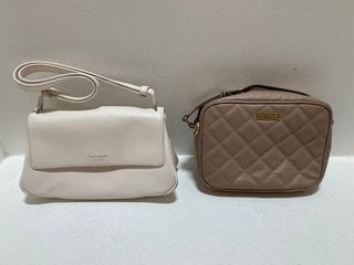 KATE SPADE NEW YORK WOMENS GRACE SMOOTH LEATHER SHOULDER BAG IN CREAM TO ALSO INCLUDE BARBOUR WOMENS QUILTED SLOANE CROSS BODY BAG IN CAMEL: LOCATION - DR5