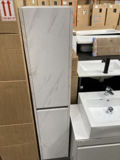 (COLLECTION ONLY) ZANETTI WALL HUNG 2 DOOR BATHROOM CABINET IN WHITE MARBLE 1500 X 300 X 240MM - RRP £475: LOCATION - A7