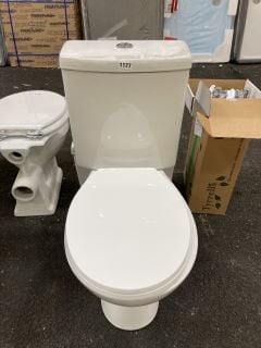 (COLLECTION ONLY) CLOSED COUPLED TOILET WITH CISTERN FITTINGS WITH DUAL FLUSH TOP CHROME BUTTON & SEAT - RRP £299: LOCATION - A7