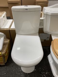 (COLLECTION ONLY) D-SHAPED CLOSED COUPLED TOILET WITH CISTERN FITTINGS, DUAL FLUSH TOP CHROME BUTTON & SEAT - RRP £325: LOCATION - A5