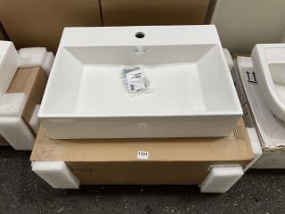 (COLLECTION ONLY) 610 X 430MM 1TH CERAMIC COUNTERTOP BASIN - RRP £240: LOCATION - A6