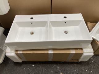 (COLLECTION ONLY) 830 X 420MM TWIN CERAMIC COUNTERTOP BASIN - RRP £360: LOCATION - A6