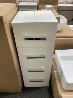 (COLLECTION ONLY) FLOOR STANDING 4 DRAWER BATHROOM CABINET IN WHITE 300 X 310 X 810MM - RRP £245: LOCATION - A7