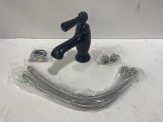 TRADITIONAL LEVER ACTION MONO BASIN MIXER TAP IN BLACK - RRP £265: LOCATION - R1