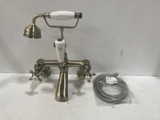 TRADITIONAL WALL MOUNTED BSM IN BRUSHED GOLD WITH SHOWER HANDSET & HOSE - RRP £525: LOCATION - R1