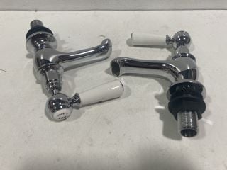 PAIR OF LEVER ACTION TRADITIONAL BASIN PILLAR TAPS IN CHROME - RRP £160: LOCATION - R1