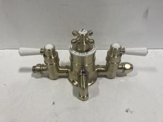 TRADITIONAL EXPOSED TRIPLE SHOWER VALVE IN BRUSHED BRASS - RRP £575: LOCATION - R1