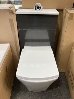 (COLLECTION ONLY) 450 X 210MM TOILET UNIT IN CHARCOAL GREY & WHITE WITH BTW PAN & SEAT WITH CONCEALED CISTERN FITTING KIT - RRP £780: LOCATION - A2