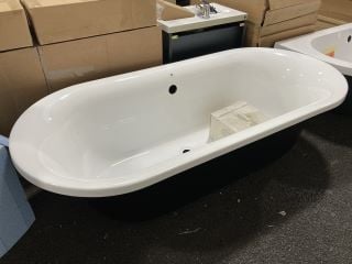 1720 X 780MM DOUBLE ENDED FREESTANDING BATH IN MIDNIGHT BLACK WITH A SET OF WHITE CLAW & BALL FEET - RRP £1309: LOCATION - A1