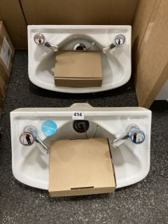 (COLLECTION ONLY) 2 X WALL MOUNTED 2TH CERAMIC CLOSET BASIN WITH PLUG & CHAIN WASTE: LOCATION - A3