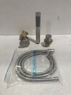 DECK MOUNTED DIVERTER IN BRUSHED NICKEL WITH PENCIL STYLE HANDSET & HOSE - RRP £210: LOCATION - R2