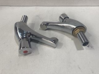 PAIR OF NON CONCUSSIVE BASIN PILLAR TAPS IN CHROME - RRP £190: LOCATION - R3