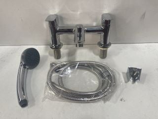 DECK MOUNTED BSM IN CHROME WITH SHOWER HANDSET, HOSE & WALL MOUNTING BRACKET - RRP £335: LOCATION - R3