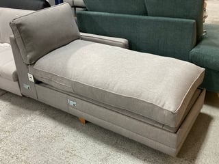 MARSTON PARTIAL CHAISE SOFA UNIT IN STONE GREY FABRIC: LOCATION - D3