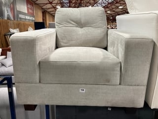 CONTEMPORARY SQUARE STYLE ARMCHAIR IN NATURAL FABRIC: LOCATION - D3