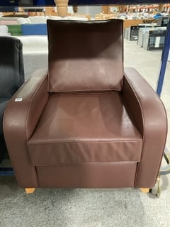 THE DUNSMORE ARMCHAIR IN TAN FAUX LEATHER - RRP £665: LOCATION - D3