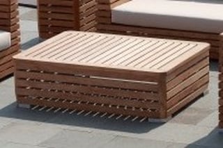 HADLEY ROSE PICARDI COLLECTION OUTDOOR GARDEN SQUARE COFFEE TABLE IN NATURAL TEAK WOOD FINISH - RRP £1795: LOCATION - D1