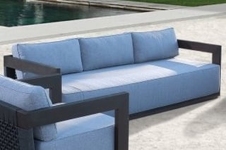 HADLEY ROSE MARBELLA COLLECTION LARGE OUTDOOR GARDEN 3 SEATER SOFA IN TWISTED ROPE WEAVE DESIGN - RRP £4895 (NO CUSHIONS): LOCATION - D2