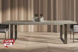 HADLEY ROSE CHARTERS DINING TABLE IN QUARTZ AND BRONZE FINISH - RRP £3295: LOCATION - D2