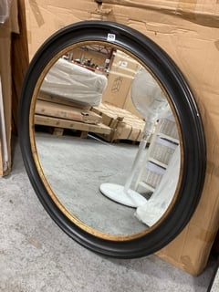 JOHN LEWIS & PARTNERS GEORGIAN LARGE ROUND WOOD WALL MIRROR IN BLACK/GOLD: LOCATION - A5