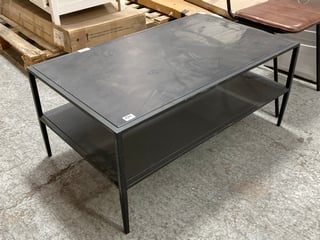 COTSWOLD FURNITURE ALDERTON 2 TIER RECTANGULAR METAL COFFEE TABLE IN BLACK: LOCATION - A2