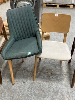 JOHN LEWIS & PARTNERS FERN DINING CHAIR IN OAK/NATURAL TO INCLUDE JOHN LEWIS & PARTNERS TORONTO DINING CHAIR IN GREEN: LOCATION - A3