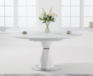 VENOSA 120CM ROUND WHITE DINING TABLE - RRP £849: LOCATION - A4