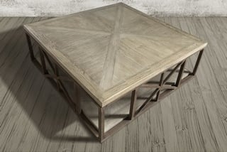 HADLEY ROSE BLOCKLEY COFFEE TABLE IN RECLAIMED STYLE SOLID ELM WOOD FINISH - RRP £3295: LOCATION - C3