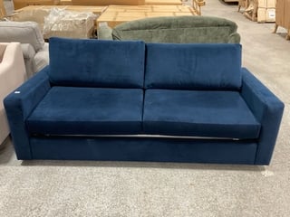 THE SUMMERTON 3.5 SEATER SOFA BED IN MIDNIGHT BLUE PLUSH VELVET - RRP £1355: LOCATION - D3