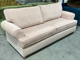 THE BUTTERMERE 3.5 SEATER SOFA BED IN ROSE PINK PLUSH VELVET - RRP £1365: LOCATION - D3