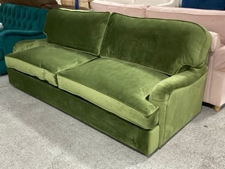 THE DOWNTON LARGE 4 SEATER SOFA BED IN GREEN PLUSH VELVET - RRP £1647: LOCATION - D3