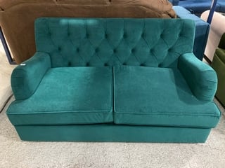 THE FOXCOAT 2 SEATER SOFA BED IN TEAL PLUSH VELVET - RRP £1325: LOCATION - D3