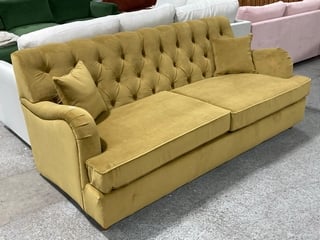 THE FOXCOAT LARGE 4 SEATER SOFA BED IN MUSTARD SAFFRON PLUSH VELVET - RRP £1640: LOCATION - D3