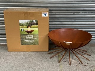 IVYLIVING OUTDOOR METAL DAKOTA FIRE BOWL IN RUST H37CM W 71CM RRP: £300: LOCATION - A1