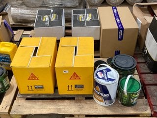 (COLLECTION ONLY) PALLET OF ASSORTED HOME IMPROVEMENT ITEMS TO INCLUDE ARMSTEAD TRADE ANTI SLIP FLOOR PAINT YELLOW 5L: LOCATION - B5