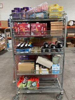 (COLLECTION ONLY) TROLLEY OF ASSORTED ITEMS TO INCLUDE QTY OF CADBURYS HOT CHOCOLATE - BBE:15/07/26 TO INCLUDE SET OF 2 SCHWARTZ MULLED WINE GIFT SET ( TROLLEY NOT INCLUDED): LOCATION - B7