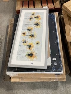 PALLET OF ASSORTED ARTWORK TO INCLUDE JOHN LEWIS & PARTNERS GREEN LILI FIELDS OF GOLD: LOCATION - A2 (KERBSIDE PALLET DELIVERY)